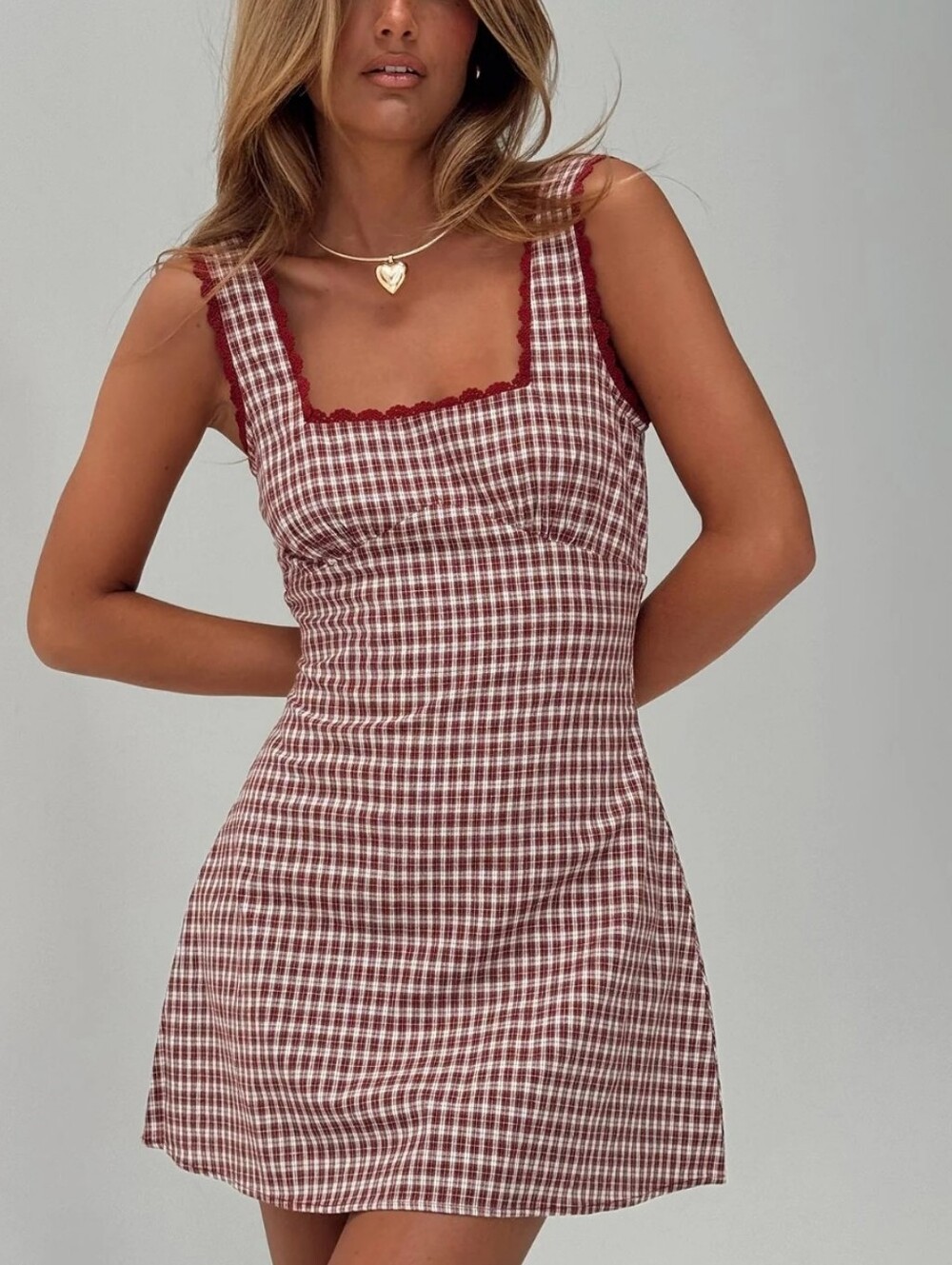 @ Princess Polly Dasha Mini Red Check Dress  Size 10